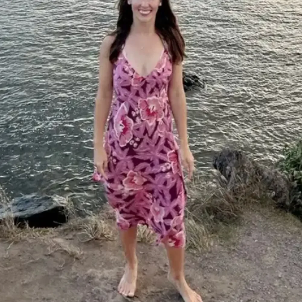 Equipment Pink Silk Midi Slip Dress Size 14 Hawaiian Vacation Designer $425 - Picture 10 of 10